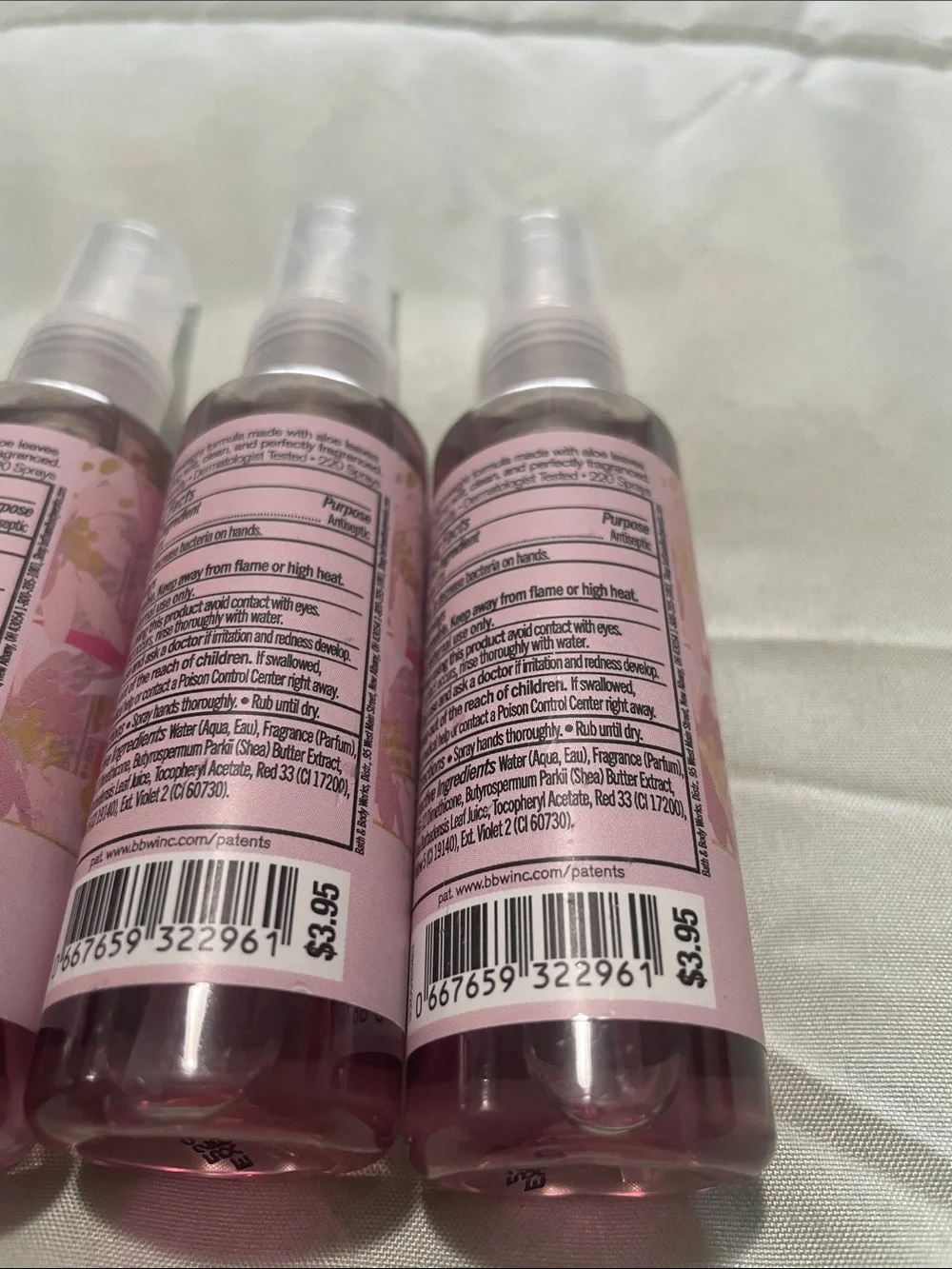 Bath & Body Works 4X Champagne Toast Anti-Bacterial Hand Spray